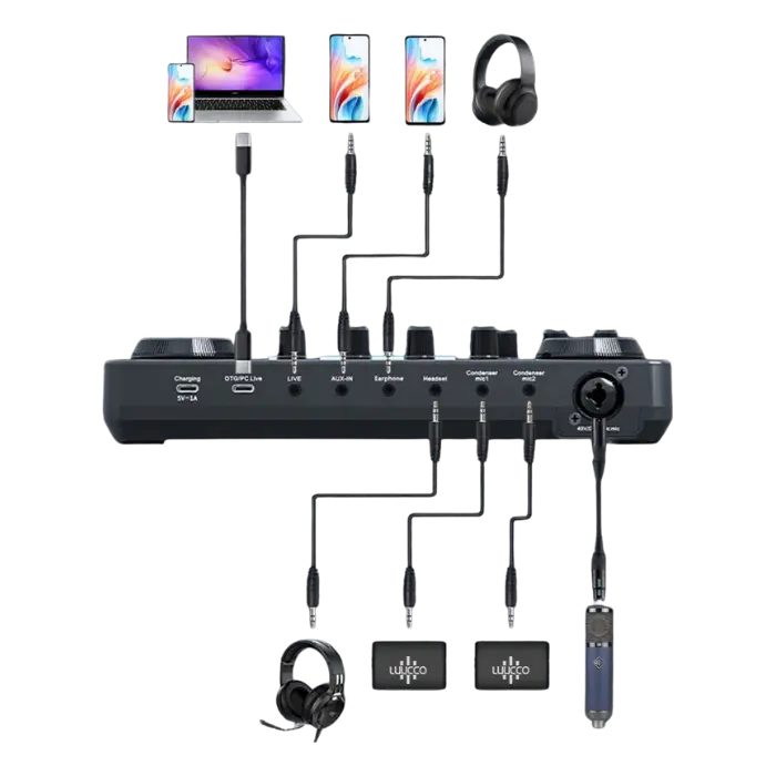 Mixer y Tarjeta de Sonido Luucco MI-2 USB-CBluetoothAux Negra MILUC00017 (4).webp