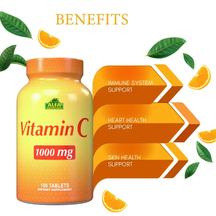 Suplemento Nutricional Alfa Vitamins Vitamin C 1000mg 100 Tabletas 164-A.webp