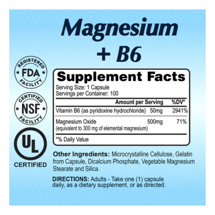Suplemento Dietético Alfa Vitamins Magnesium + B6 100 Cápsulas 97-A.webp