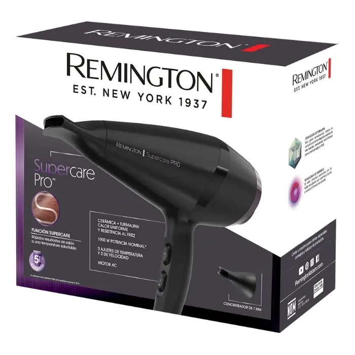Secadora de Cabello Remington Supercare Pro Turmalina 1900W NegraMorado D23A (110) F (4).webp