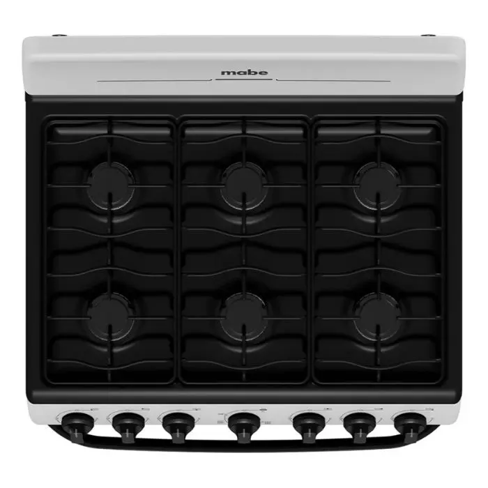 Cocina de Gas Mabe 30″ 6 Quemadores PlateadaNegro EM7622BAPS2 (4).webp