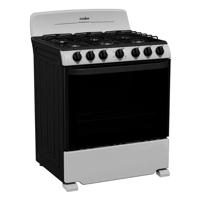 Cocina de Gas Mabe 30″ 6 Quemadores PlateadaNegro EM7622BAPS2 (1).webp