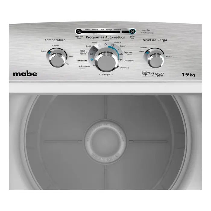 Lavadora Automática Mabe Aqua Saver Green 19kg Carga Superior Blanca LMA79113VBAB0 (4).webp