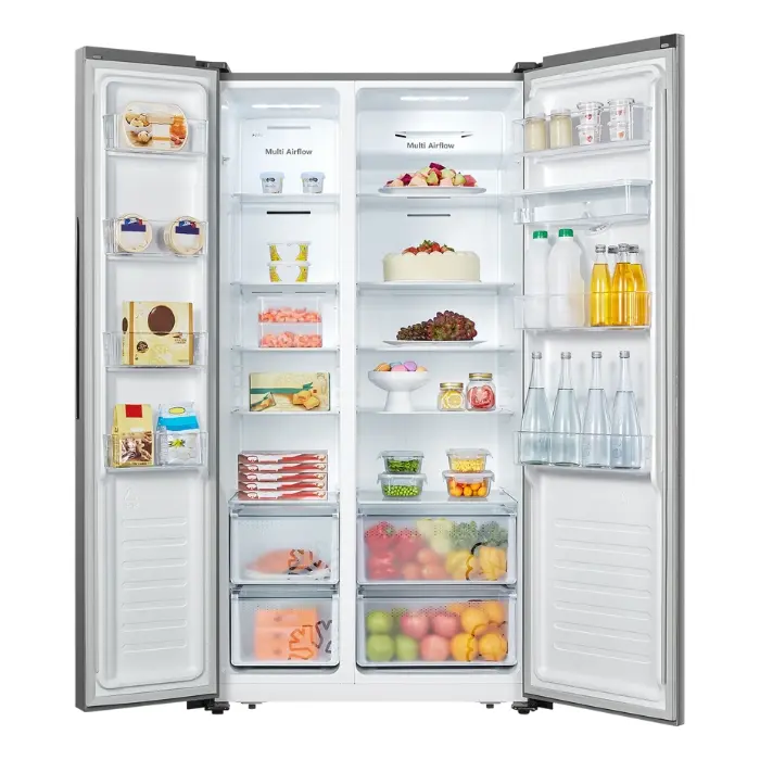 Refrigeradora Hisense Side By Side 19p³ Dispensador de Agua Sin Escarcha Plateada RS19N6ASI (2).webp