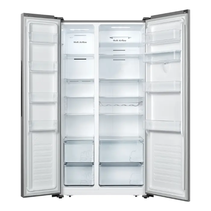 Refrigeradora Hisense Side By Side 19p³ Dispensador de Agua Sin Escarcha Plateada RS19N6ASI (1).webp