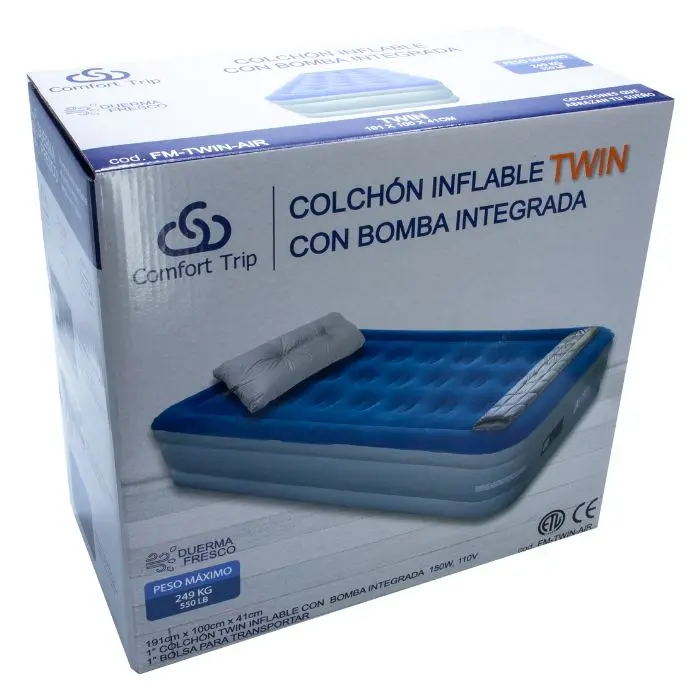 Colchón Inflable Individual Comfort Trip 150W110V AzulGris FM-TWIN-AIR (1).webp