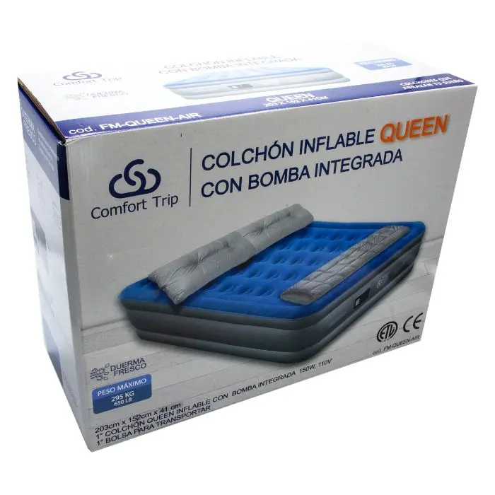 Colchón Inflable Queen Comfort Trip 150W110V AzulGris FM-QUEEN-AIR (1).webp