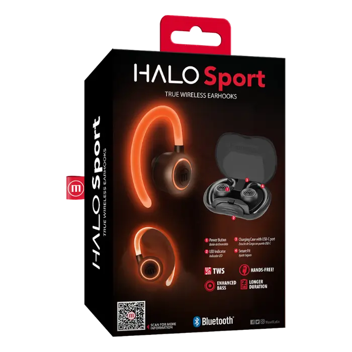 Audífonos Inalámbricos Maxell Halo Sport Earhooks NaranjaNegro 348484 (2).webp