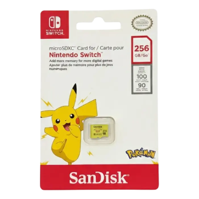 Tarjeta de Memoria MicroSD SanDisk MicroSDXC Nintendo Switch Pokemon Pikachu 256GB SDSQXAO-256G-GN6ZK.webp