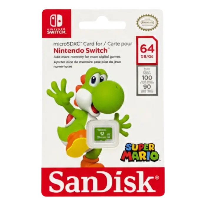 Tarjeta de Memoria MicroSD SanDisk MicroSDXC Nintendo Switch Super Mario Yoshi 64GB SDSQXAO-064G-GN6ZN (1).webp