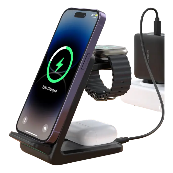 Base de Carga Inalámbrica Choetech 3 en 1 15W10W7.5W Negra T608-F (1).webp