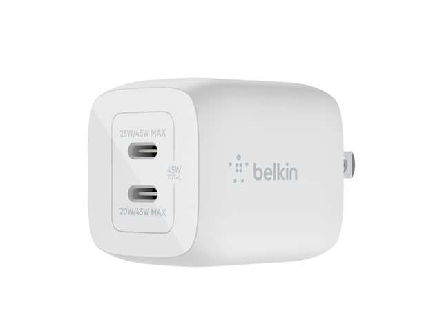 Cargador Belkin de Pared USB-C Doble de 45W WCH011dqWH