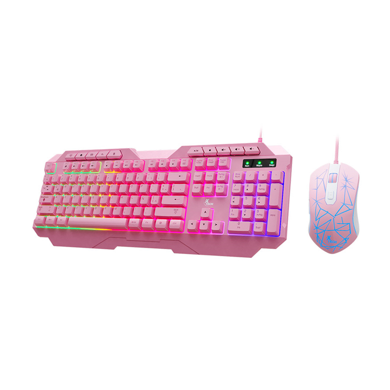Kit Teclado y Mouse XTech Mirana Rosados XTK-540S