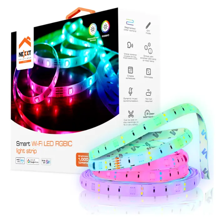 Cinta Led Nexxt Solutions Connectivity RGBIC 5 metros control por voz NHB-S613