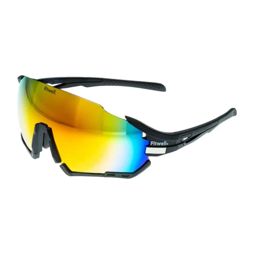 Lentes de Sol Deportivos Fitwell 919 Negro/Tornasol SS919C09