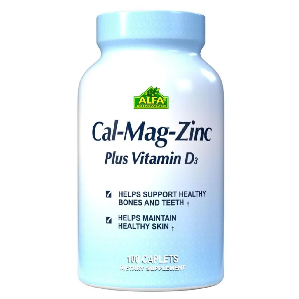 Suplemento Dietético Alfa Vitamins Calcium-Magnesium-Zinc-D3 100 Caplets 104-A