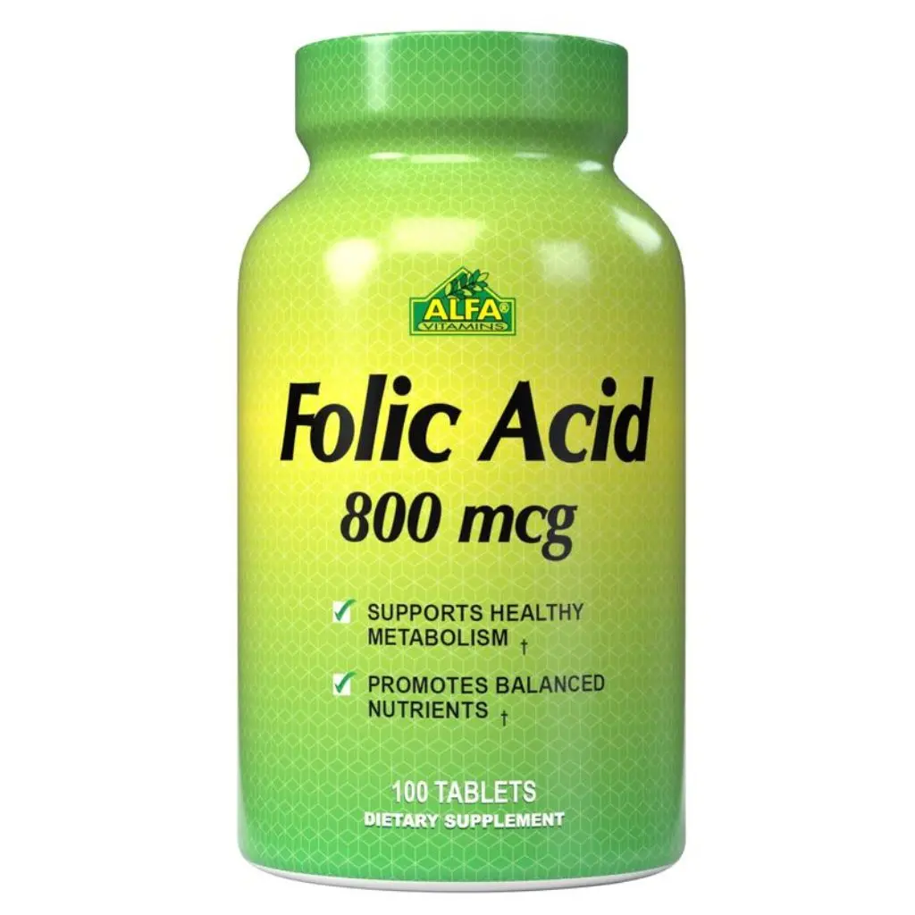 Suplemento Nutricional Alfa Vitamins Folic Acid 800mcg 100 Cápsulas 101-A