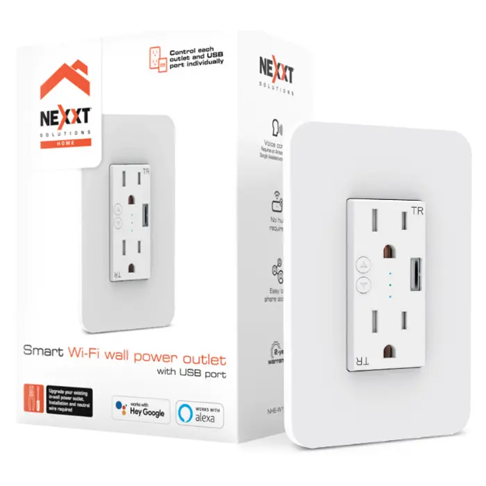 Tomacorriente De Pared Nexxt Solutions Inteligente Puerto USB Conexión Wi-Fi NHE-W100