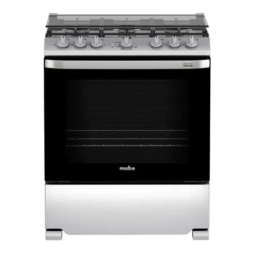 Cocina de Gas Mabe 30″ 6 Quemadores Plateada/Negro EMH7602JSS0