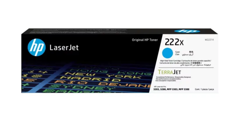 Cartucho de Tóner Cian HP LaserJet 222X W2221X