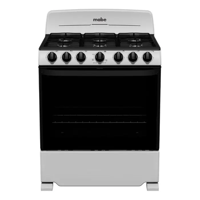 Cocina de Gas Mabe 30″ 6 Quemadores Plateada/Negro EM7622BAPS2