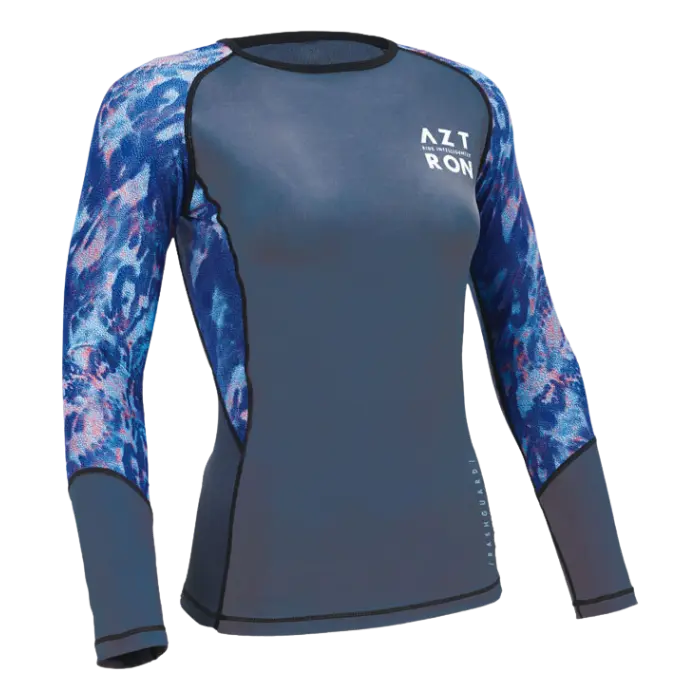 Camisa Aztron Rashguard Manga Larga UPF 50+ M Mujer Azul/Gris AA-RMAW200-M