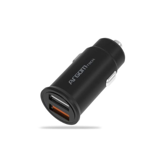 Cargador De Auto Argom 30W 2 Puertos USB ARG-AC-0111BK