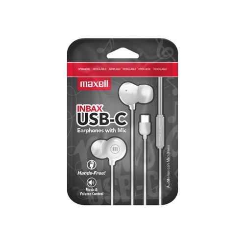 Audífonos Maxell In-Bax USB-C Blanco 348595