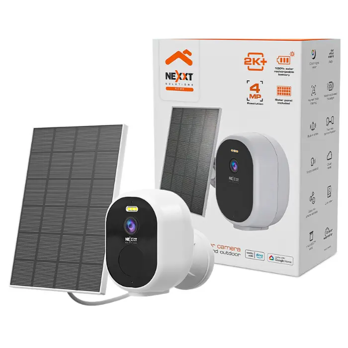 Cámara Con Panel Solar Inteligente Nexxt Solutions Home Wi-Fi Interiores y Exteriores NHC-OF20S