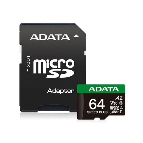 Memoria Micro SDXC Adata 64GB Speed Plus Con Adaptador UD64GUI3V30A2SP-RA1