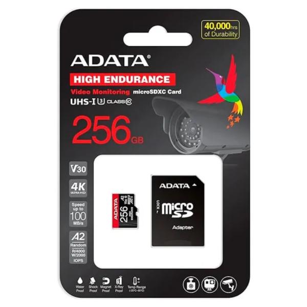 Memoria Micro SDXC Adata High Endurance 256GB Con Adaptador AUSDX256GUI3V30SHA2-RA1