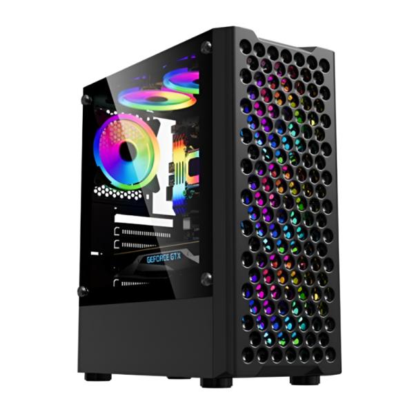 CASE GAMING EAGLE WARRIOR CG06Z5RA001C FRONTAL MESH CON 3 ABANICOS FRONTALES ARGB VIDRIO TEMPERADO