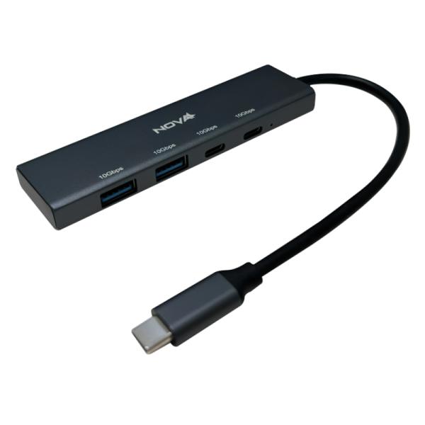 HUB NOVA AHB2S440 4 EN 1 USB-C 2 PUERTOS USB-A 3.2 Y 2 PUERTOS USB-C 3.2 10GBPS