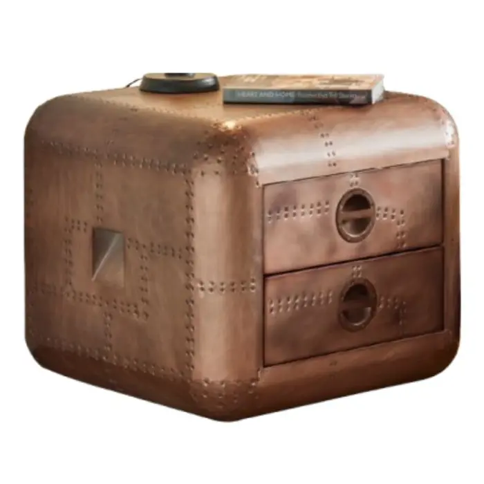 Mesa de Noche Barcelona Design Aluminio/Madera Rojo Cobre PX-005-COP