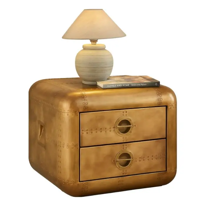 Mesa de Noche Barcelona Design Aluminio/Madera Bronce PX-005-GBR