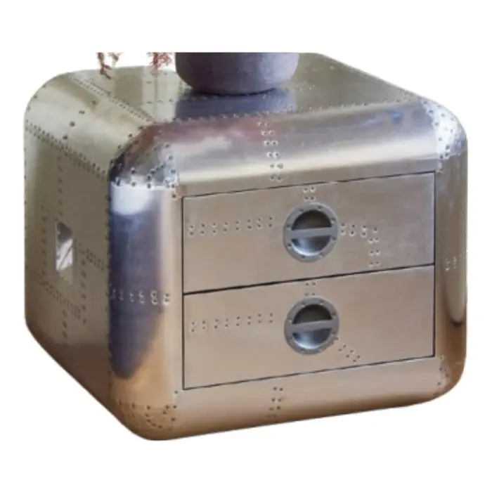 Mesa de Noche Barcelona Design Aluminio/Madera Plata PX-005-SIL