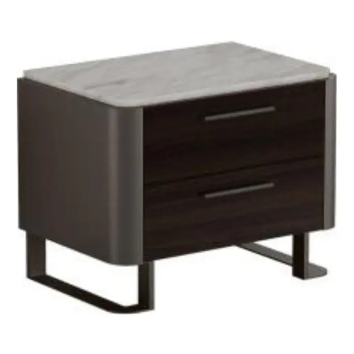 Mesa de Noche Barcelona Design Manresa Roble/Marrón/Marmol RB858NA-BK