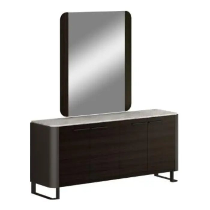 Cómoda con Espejo Barcelona Design Manresa 8 Cajones Roble/Marrón/Mármol RB/TB858-BK