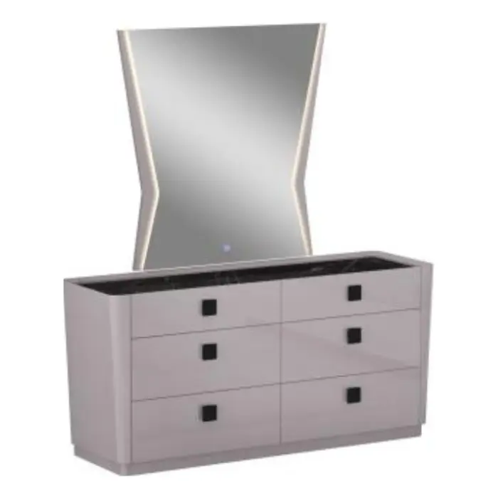 Cómoda con Espejo Barcelona Design Vallés 6 Cajones Gris/Negro RB/SB860-GREY