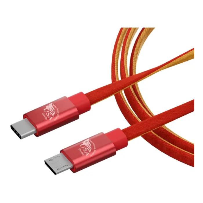 Cable USB-C a Micro USB-A American Electric 1mt Alimentación/Transferencia Rojo JF-2TMC
