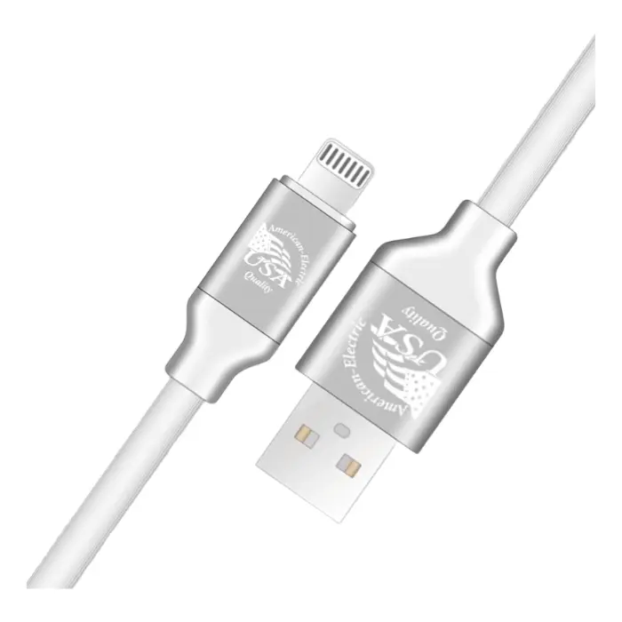 Cable USB-A a Lightning American Electric 1.2mts Alimentación/Transferencia Blanco JF-C111AL