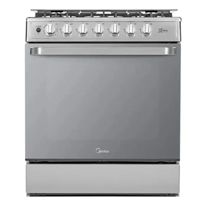 Cocina de Gas Midea 30″ 6 Quemadores Plateada MGS30FS1LEAMSS