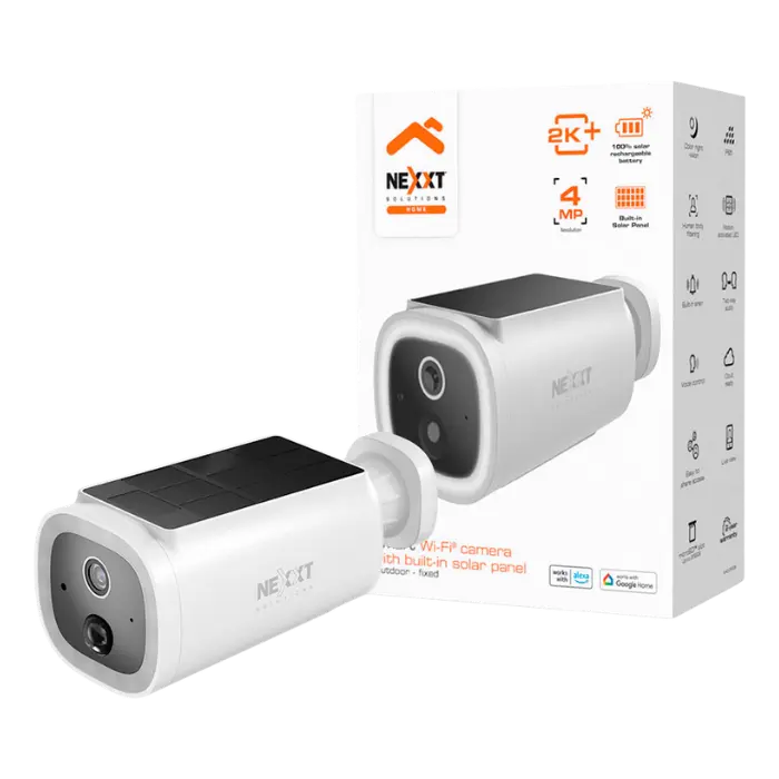 Cámara de Seguridad Inteligente Nexxt Solutions 2K/4MP Exteriores con Panel Solar Blanca NHC-OF30S