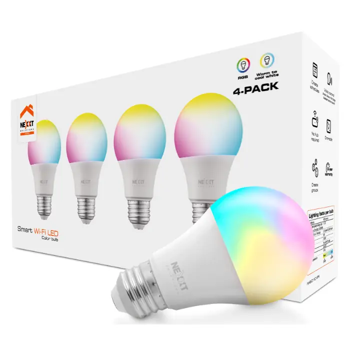 Bombillos Inteligentes Nexxt Solutions RGB Wi-Fi 110V Matter Multicolor NHB-C110M 4PK