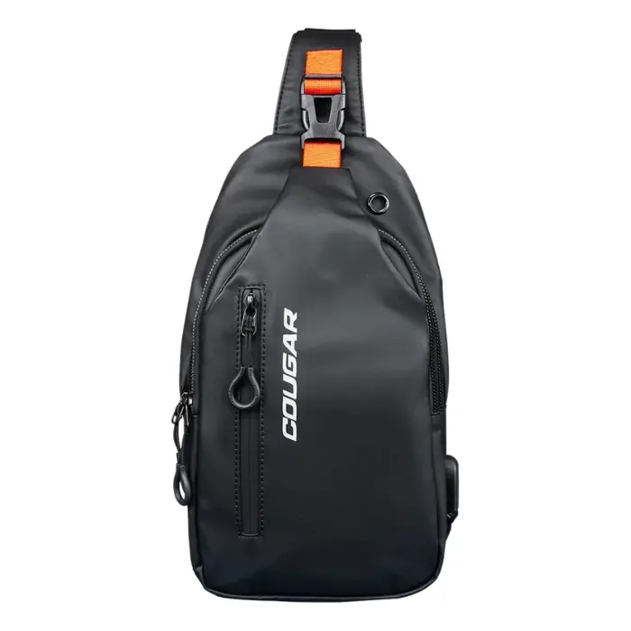 Mochila Cougar Unride 4L Impermeable USB-A Negra/Naranja 3MUNINXB.0001