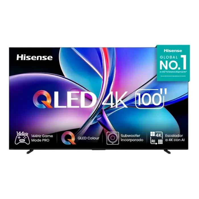 Pantalla Hisense Smart TV 100" 4K QLED 144Hz Google TV Negra 100Q7QG
