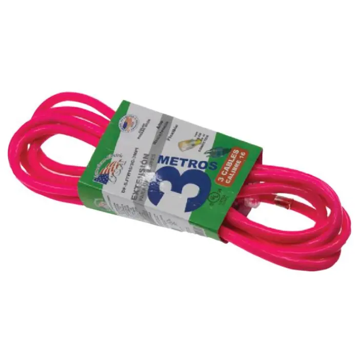 Extension TSJ American Electric 3M 3X16 UL Rosado Neon SJTW16/3-3MPI