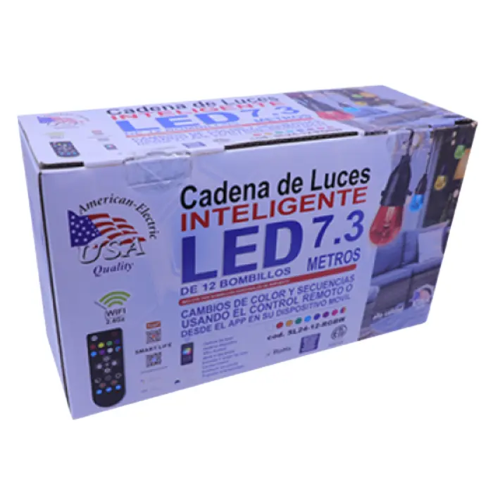 Cadena Luces American Electric Led Wifi RGB 24FT SL24-12-RGBW