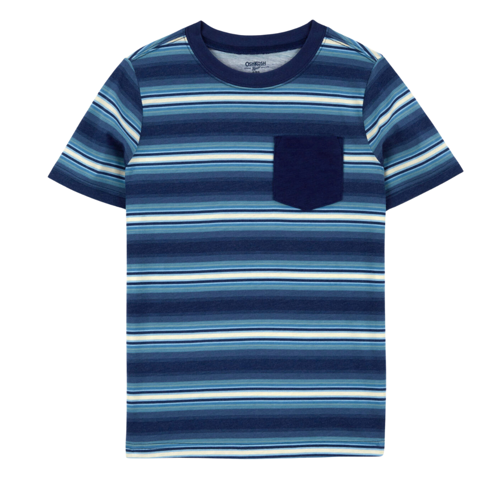 Camiseta rayas bolsillo liso