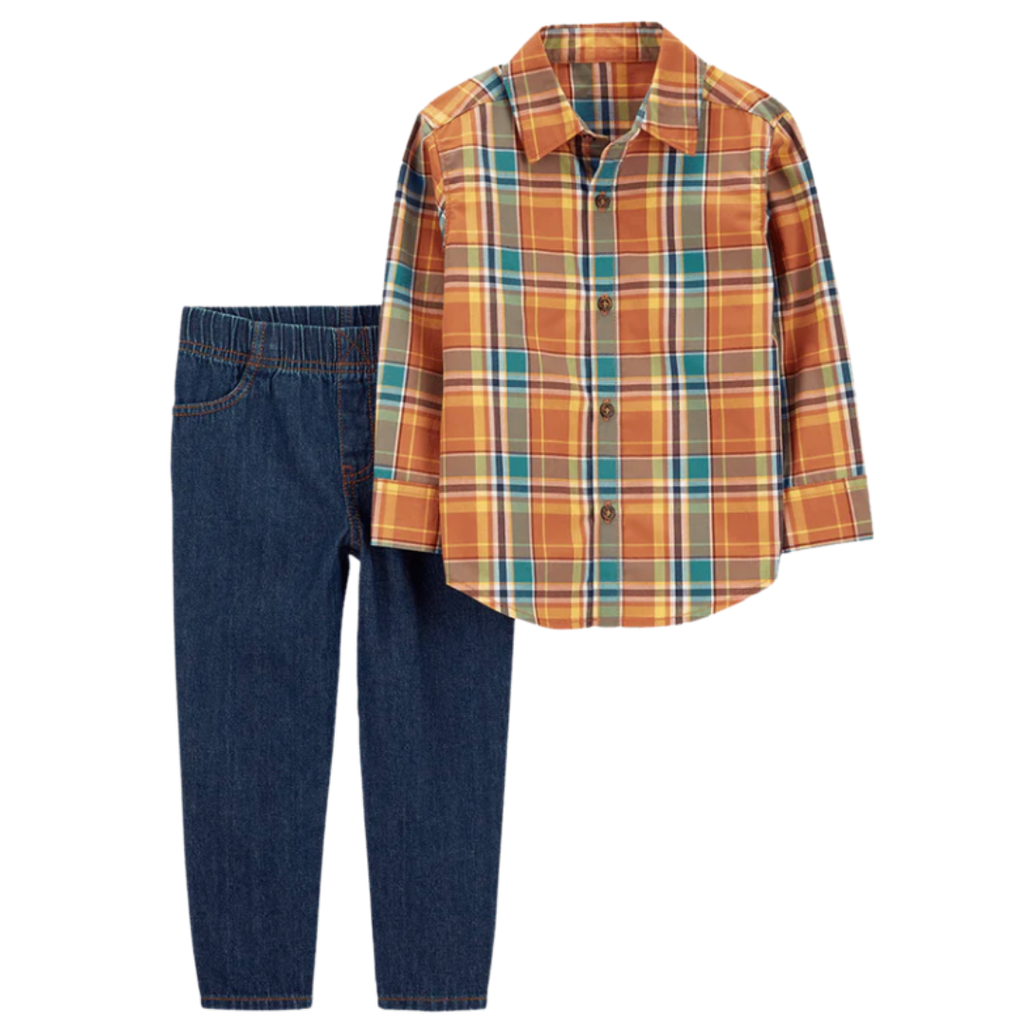 Conjunto 2 piezas rayas y pantalón demin